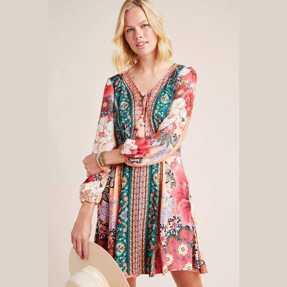 FARM RIO Women's Topanga Mini Dress Boho Floral Print size Large - Picture 1 of 11